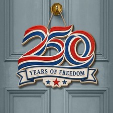 Wooden Sign, Patriotic Door Hanger, 250 Years Freedom Decor
