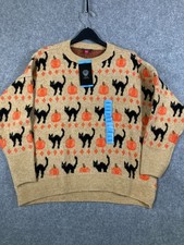 Vince Camuto Pullover Halloween Sweater Womens Large Tan Knit Crew Neck NWT