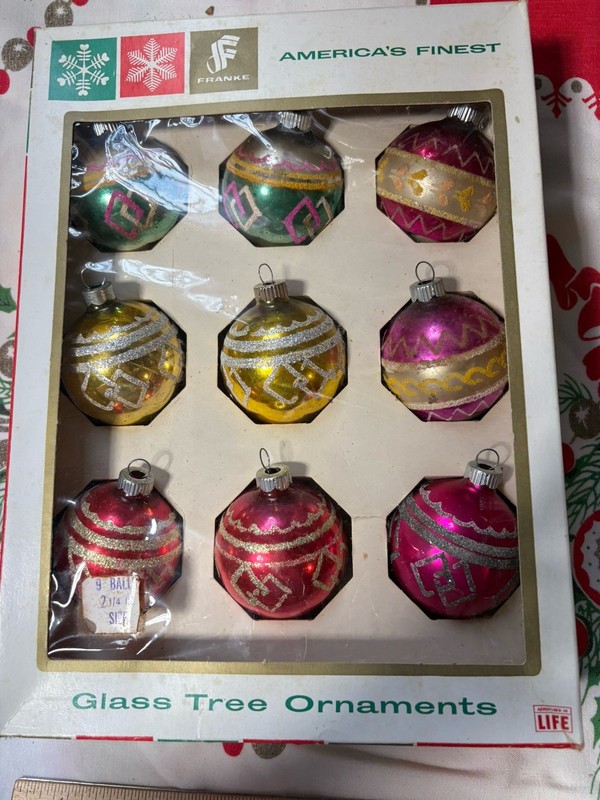 Vintage Shiny Brite Mercury Glass Ornaments  With Franke Box