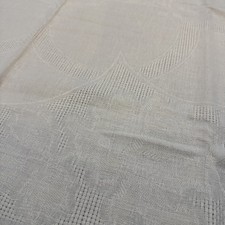 Vintage Pure White Linen Tablecloth Cutwork Formal 52x72