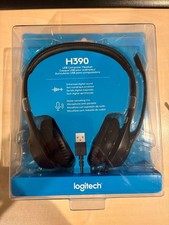 Logitech H390 Black Over-the-Ear Computer Headset With Mic Wired USB - New