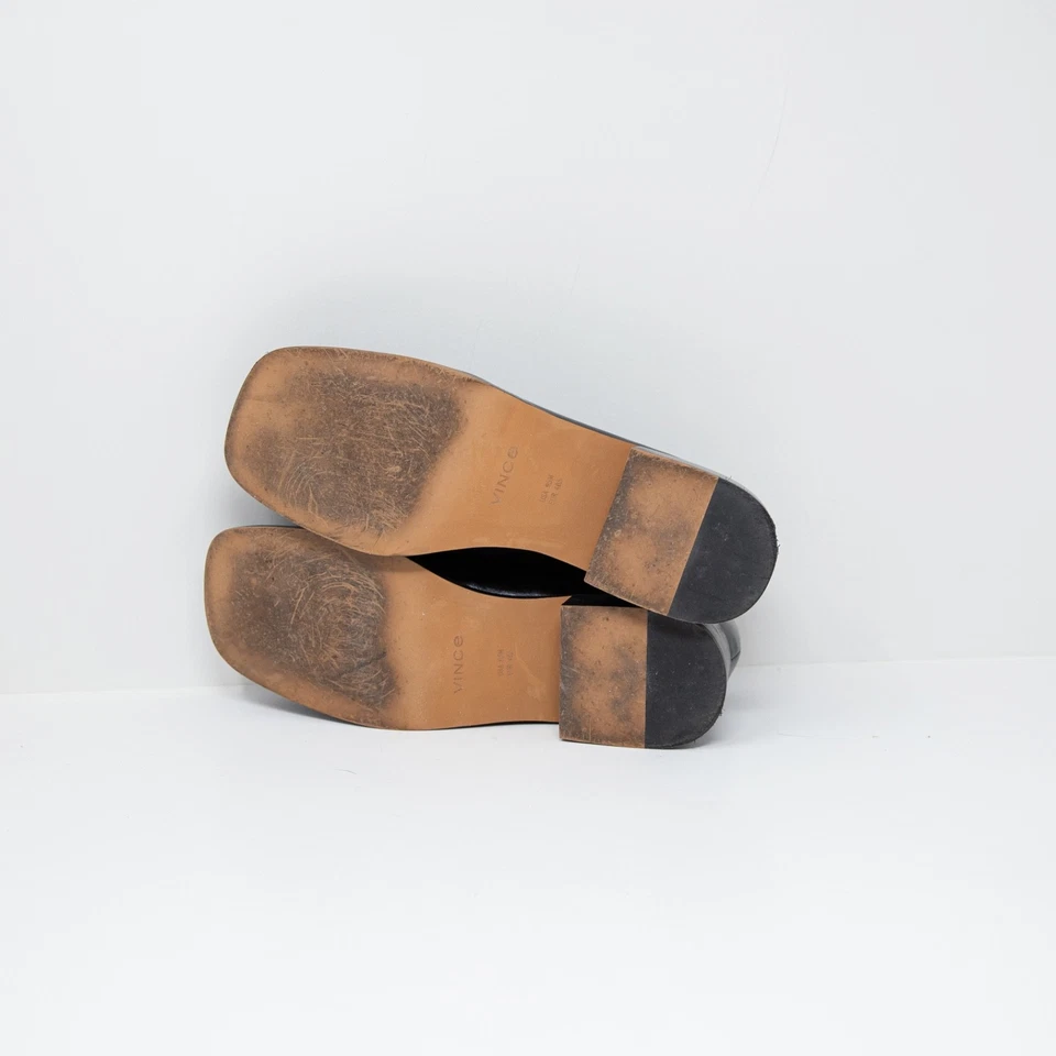 Zapatos mocasines Vince Doris de cuero genuino con punta cuadrada sin cordones de tacón bloque para mujer Foto 4 de 4