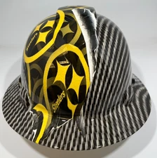 Full Brim Hard Hat Custom Hydro Dipped PITTSBURG STEELERS CARBON FIBER RIP TEAR