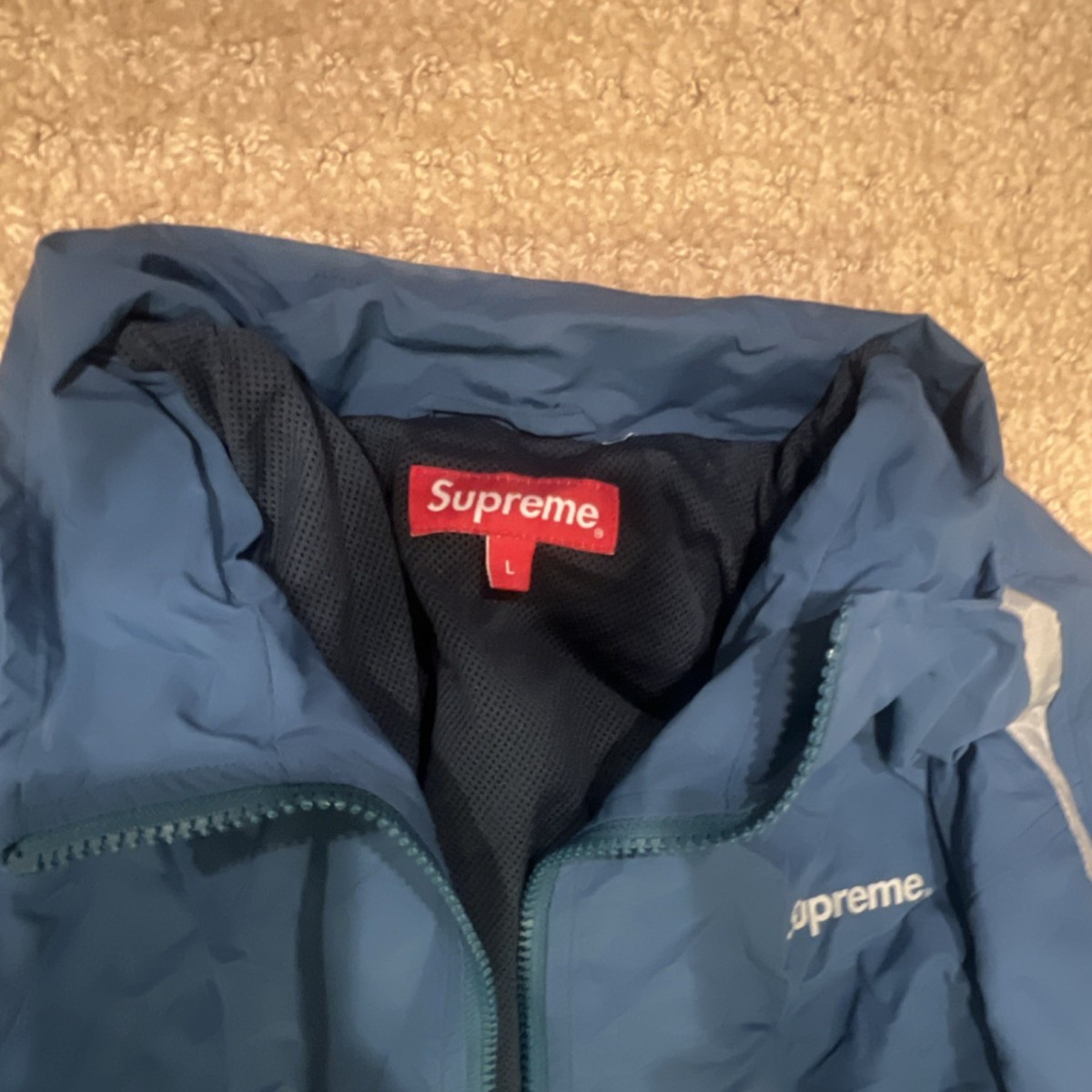 ジャケット・アウター Supreme Reflective Packable Windbreaker Supreme Blue Windbreaker Jacket L 3M Reflective Stripe Logo Full