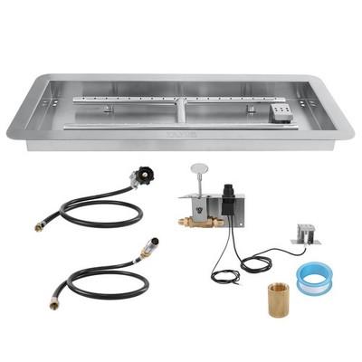 36 x 12 inch Drop-in Fire Pit Pan,Rectangular Stainless Steel Fire Pit Burner Ki