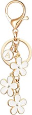 OUMILAN Flower Initial Letter Keychain Bag Charms for Women Cute Charms for Pu
