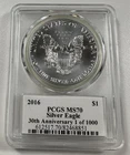 2016 $1 American Silver Eagle PCGS MS70 30th Anniv 1 oz Silver Coin 1 of 1000
