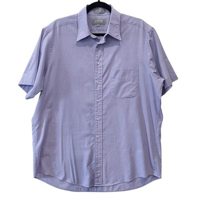 Short Sleeve Button Up Shirt Men's Christopher Hayes Single Needle Sz 17 Purple