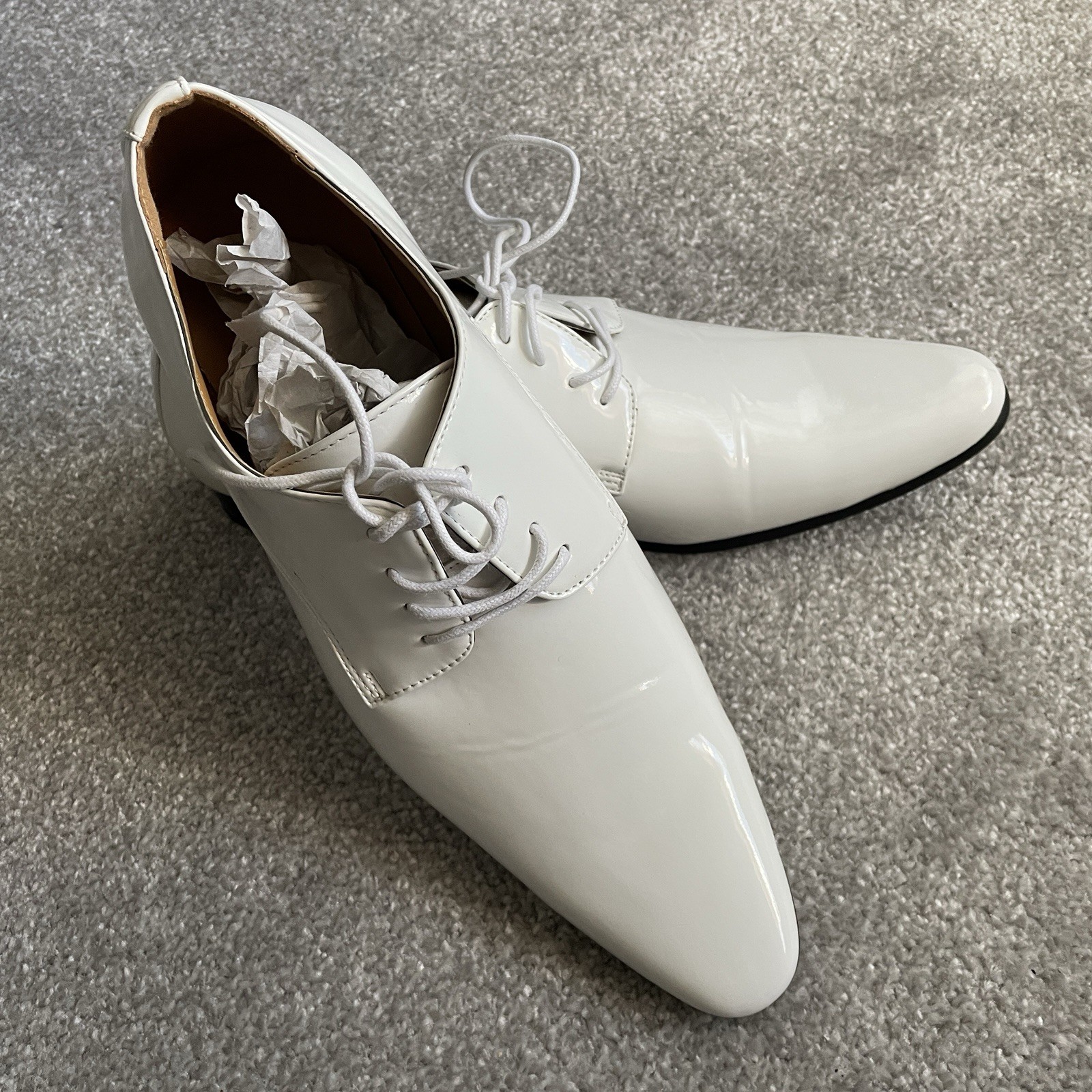 DOBELL Mens White Patent Lace Up Contemporary Shoes 10 UK/EU 44 BNIB RRP £49.99✅