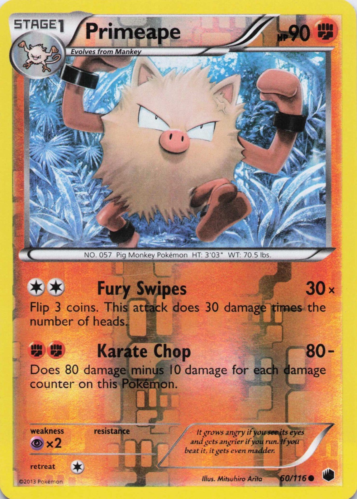 Primeape Common Reverse Holo 2013 Plasma Freeze 60/116 NM