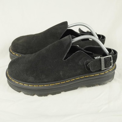 Dr. Martens Shoes Mens Size 10 Black Zebzag Mule Suede Slingback Sandals Buckle