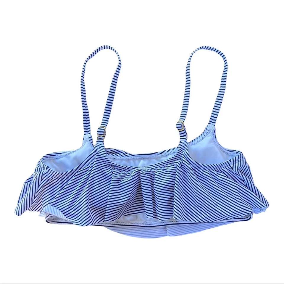 Xhilaration White & Blue Stripe Flounce Bikini Top Size Medium - Image 3 of 4