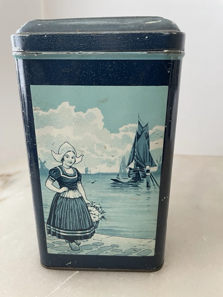 Vintage Itens Quality Products Tea Tin Featuring 4 Dutch Pictures - Image 2 of 4