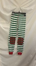 Hanna Andersson Unisex Kids 8 Red White Green Striped Knee Patch PJ Pants
