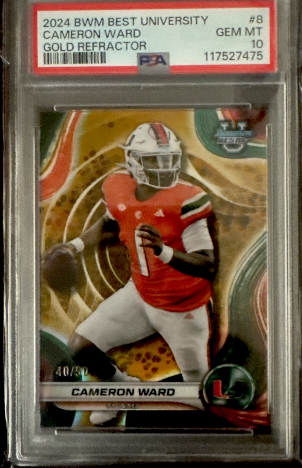 2024 Bowman's Best University Cameron Ward #8 Gold Refractor /50 (RC)🌟