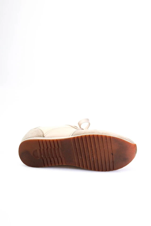 Tênis Club Monaco Feminino Camurça Top Baixo com Cadarço Zoe Runner Bege Tamanho 8EUA 39UE - Imagem 4 de 4