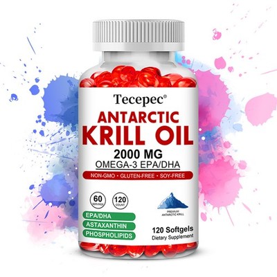 Antarctic Krill Oil 2000 Mg Supplements Omega 3 Heart Bone Health 120 Softgels