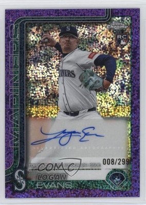 2025 Chrome Update Purple Speckle Refractor /299 Logan Evans Rookie Auto RC 1n41