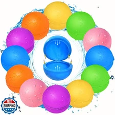 12Pcs Reusable Water Balloons, Pool Toys for Boys and Girls, Beach Outdoor Ac