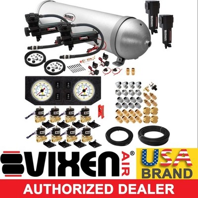 AIR SUSPENSION KIT FOR TRUCK/CAR BAG/RIDE DUAL COMPRESSOR, 5G ALUMINUM TANK