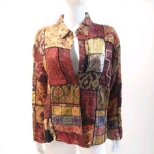 Chico's Jacket Size L or 2 Patchwork Light Fall Multicolored Career Casual