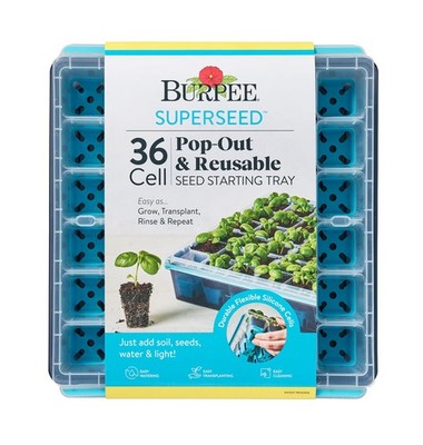 Burpee SuperSeed Seed Starting Tray | 36 Cell Reusable 36 Cells, Blue