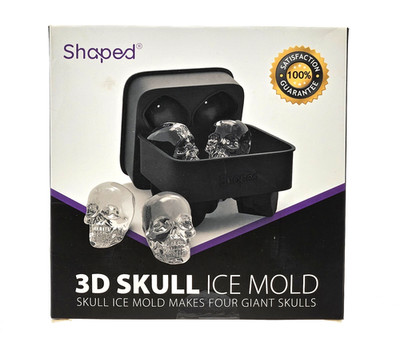 Shaped 3D Skull Flexible Silicone Ice Cube Mold Tray Maker - Novelty, Cocktails