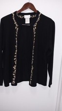 DESIGNERS Originals Vintage black with gold embroidery sweater open front size M