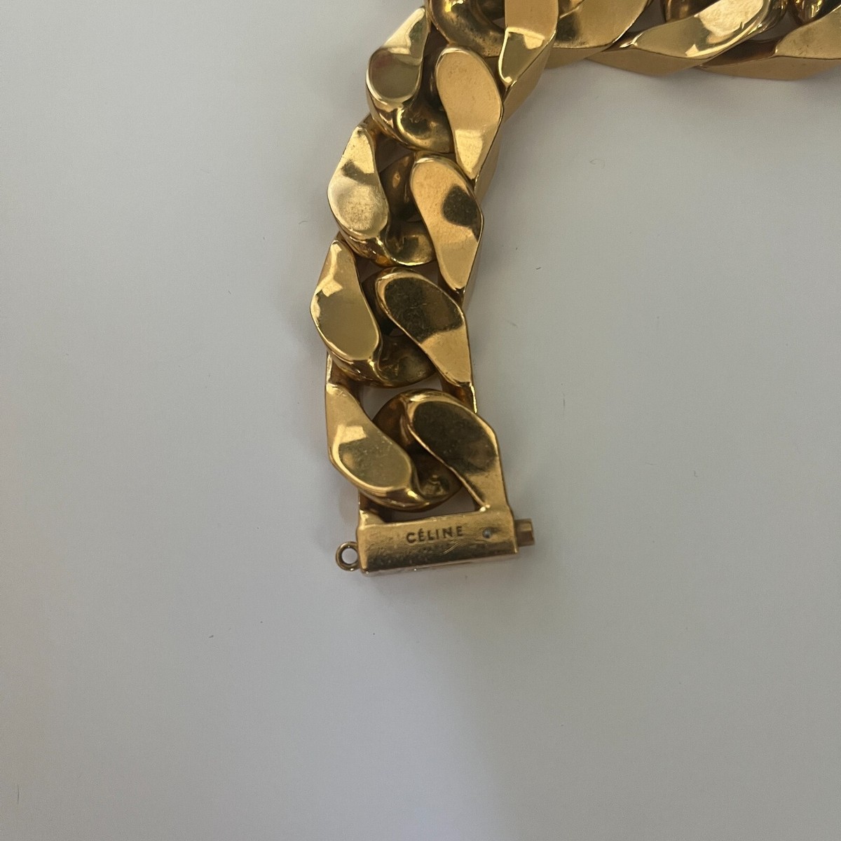 Celine - Chunky Cuban Link ID Gold Bracelet / Sz Medium