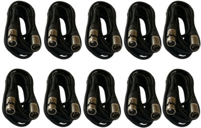 10x 10FT Pro Audio Extension XLR 3-Pin Male Female Microphone Balanced Cable