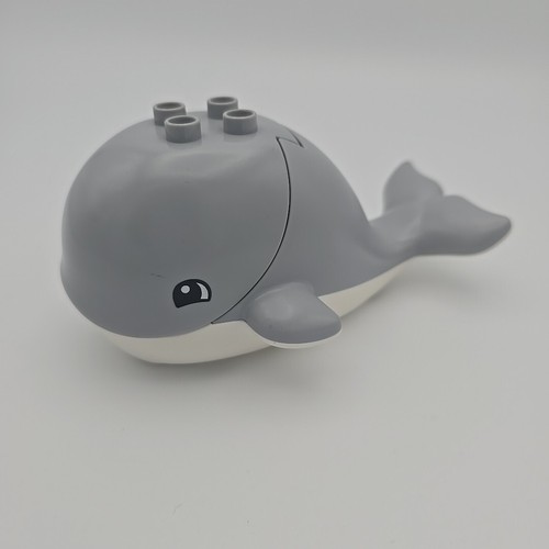 Lego Duplo Figure Whale Mouth Opens Gray/White - Picture 4 of 8