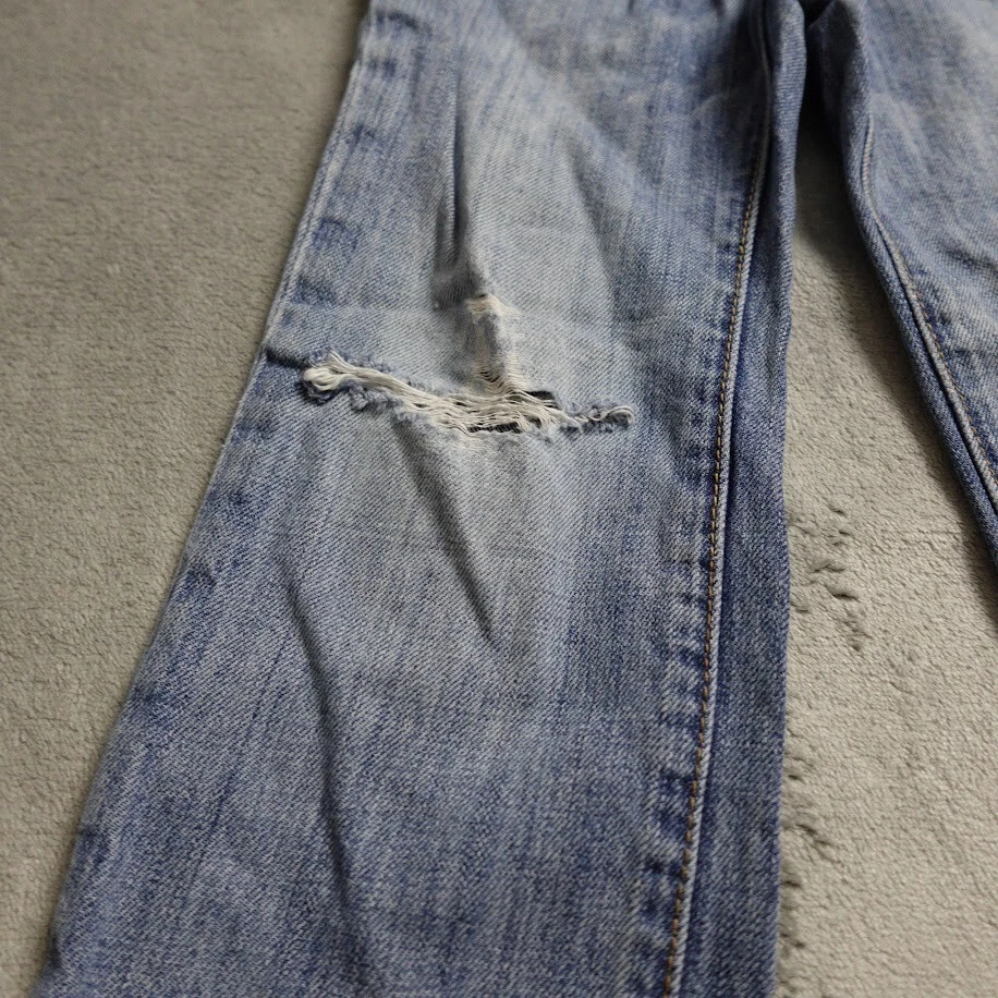 Jeans 7 For All Mankind Niños 3T Azul Denim Pierna Recta Cintura Elástica Desgastada Foto 2 de 4