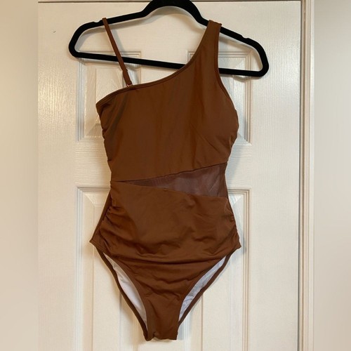 Yonique Women OnePiece OneShoulder Mesh Swimsuit Tummy Control Swimwear- BNWT - Picture 4 of 15