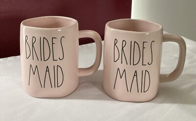 RAE DUNN Pink Bridesmaid Coffee Mug 16 Oz Lot Of 2 N