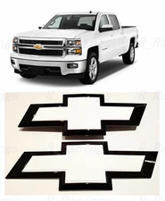 New Black White Front & Tailgate Bowtie Emblem Silverado 1500 2500 HD/3500 HD