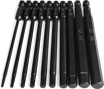 100mm Extended Allen Wrench Drill Bit Set, PTSLKHN 10pc Metric Hex Impact Driver