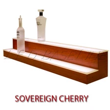 20" 2 Tier LED Lighted  Liquor Display Shelf - Cherry Finish