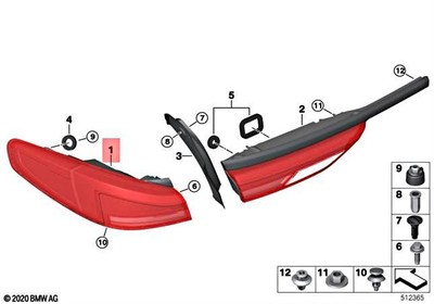 Genuine BMW F44 216d 218d 218i Rear Light In The Side Panel Right  