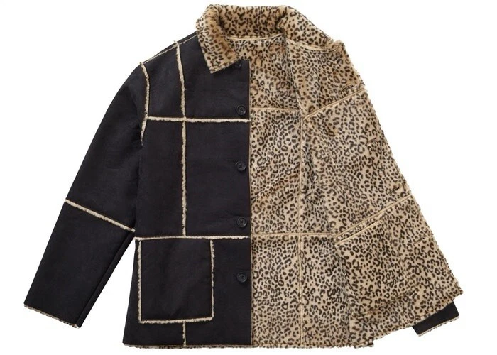 Manteau léopard en simili daim réversible Supreme