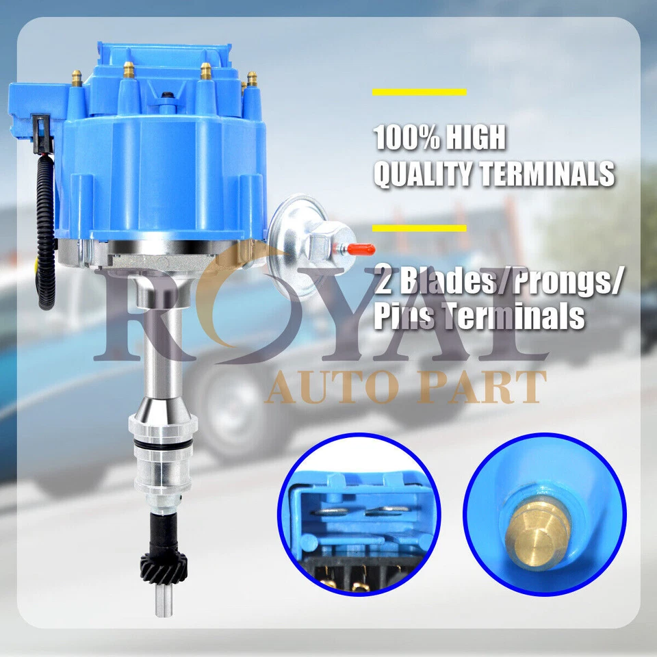 HEI Blue Ignition Distributor For Ford SBF Windsor 221 260 289 302 V8+Plug Wires Foto 2 de 4