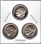 US 1980-PDS ROOSEVELT DIME 3 PC. YEAR SET (KM# 195a)
