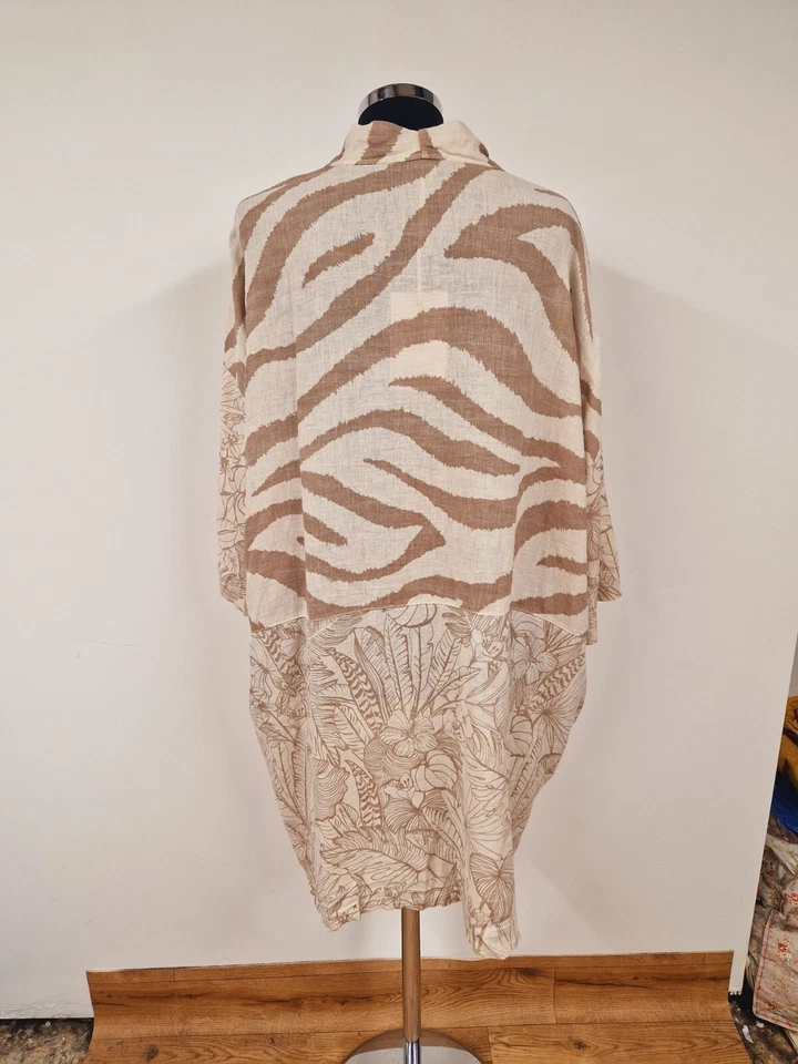Sarah Tempest Animal Print Jacket One Size Pockets Linen NEW TAGS Made In Italy - Image 4 of 4