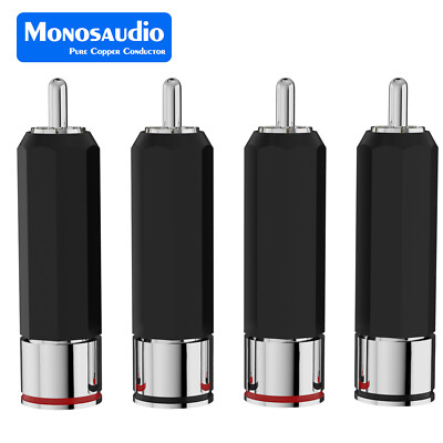 2Pairs HIFI OFC RCA Plugs 4N Red Pure Copper Connectors for Audio Signal Cables