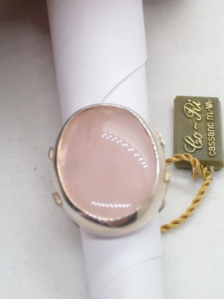 ANELLO in ARGENTO 925 con QUARZO ROSA naturale - pietra dura - pietre dure - - Immagine 4 di 4