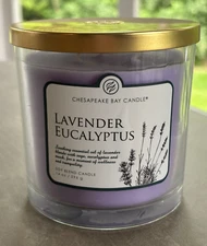 Chesapeake Bay LAVENDER EUCALYPTUS 3-Wick Jar Candle 14 oz - NEW + SHIPS FREE