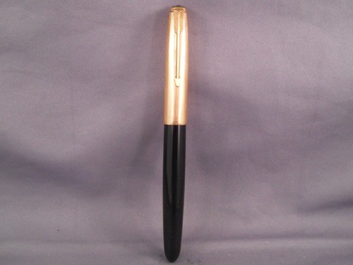 Parker 51 Demi Black Gold Cap Fountain Pen works--medium point
