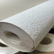 6 x AnaglyptaThick Textured Buckingham White Printable Vinyl Wallpaper RD6300