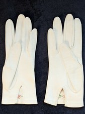 Vintage Italian Florence Marked White Embroidered Kid Leather Fancy Gloves