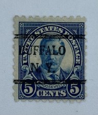 US Postage Theodore Roosevelt 5 Cent Stamp Dark Blue, Very Rare Scott 557c