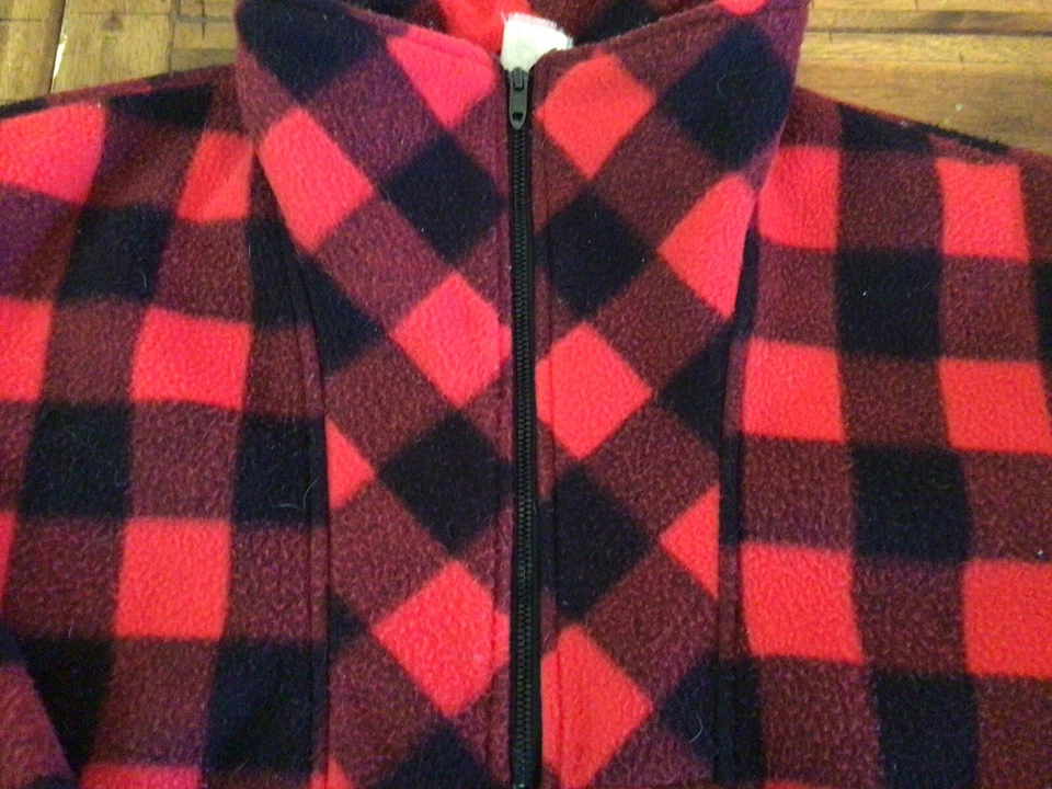 UNIONBAY | Chaqueta Pullover Vintage Buffalo Cuadros Rojo Negro Polar Cuadrado 1/4 Cremallera Foto 2 de 4